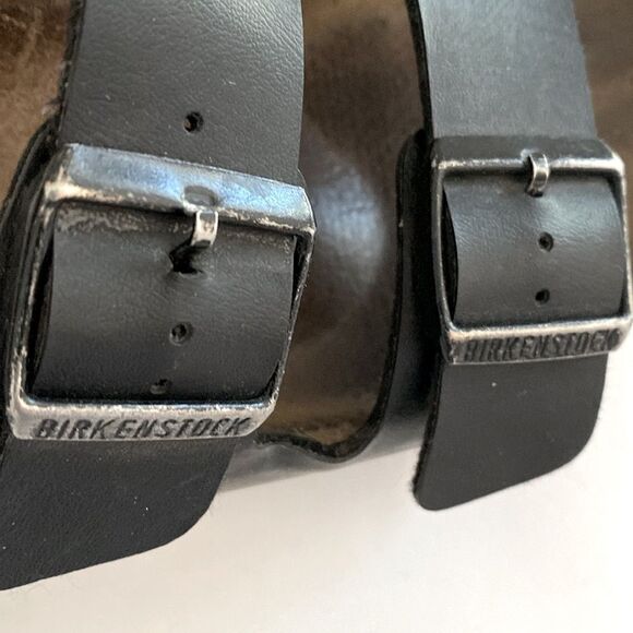 Birkenstock Black Leather Sandals Regular Width US size 6-6.5 Boho Beach Coastal - Picture 8 of 14
